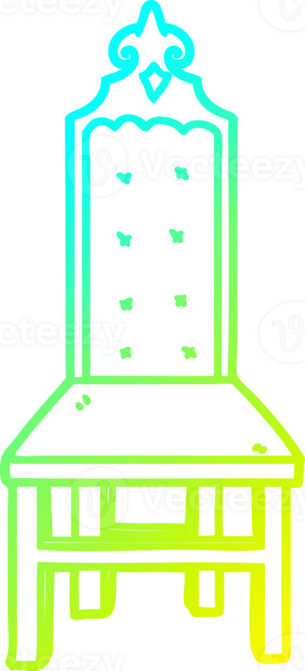 cold gradient line drawing of a fancy cartoon chair png