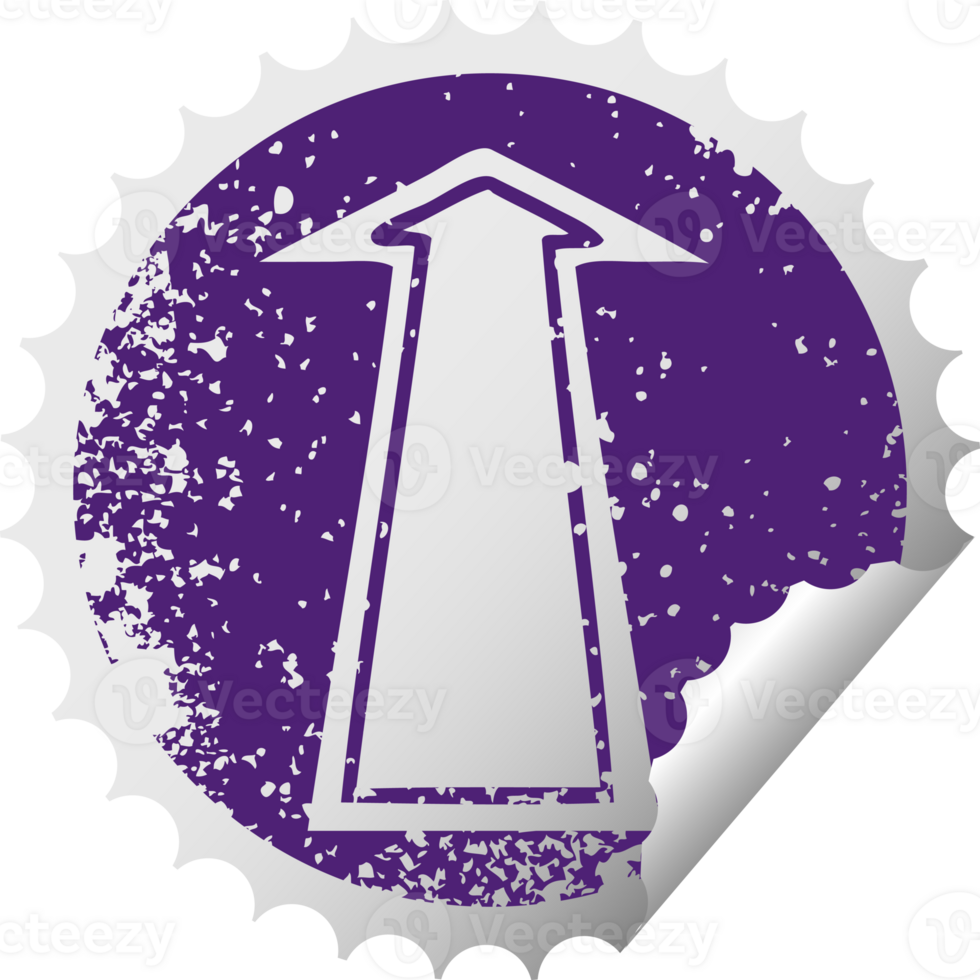 distressed circular peeling sticker quirky symbol arrow png