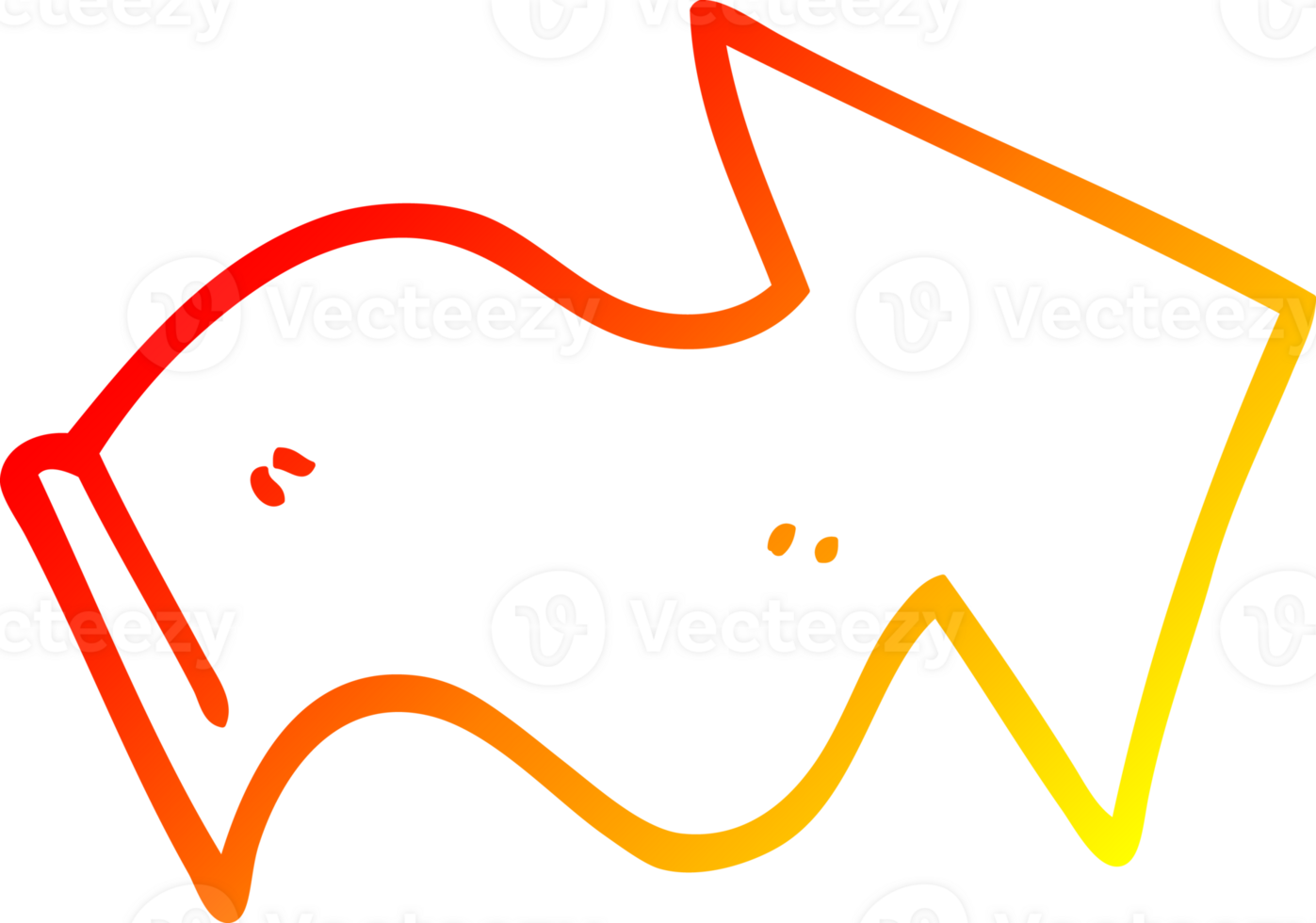 warm gradient line drawing of a cartoon pointing arrow png