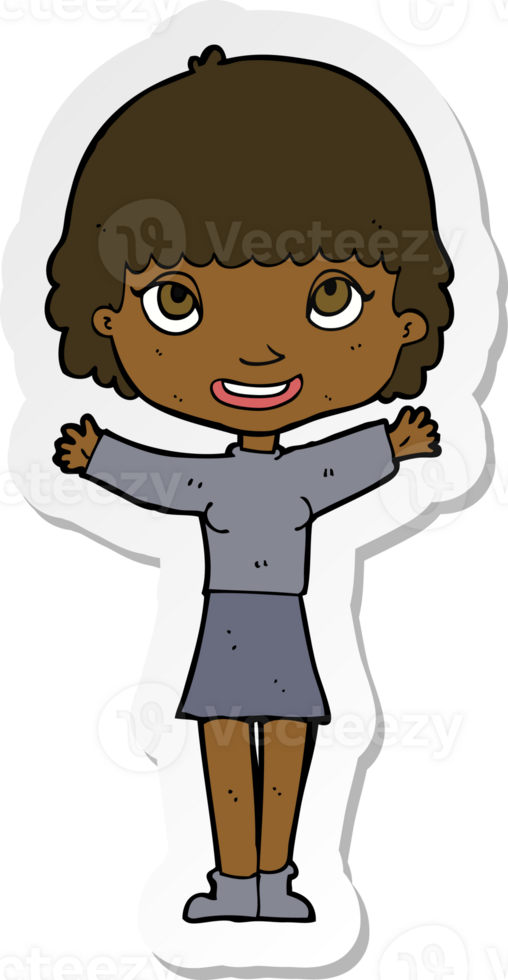 sticker of a cartoon woman waving png