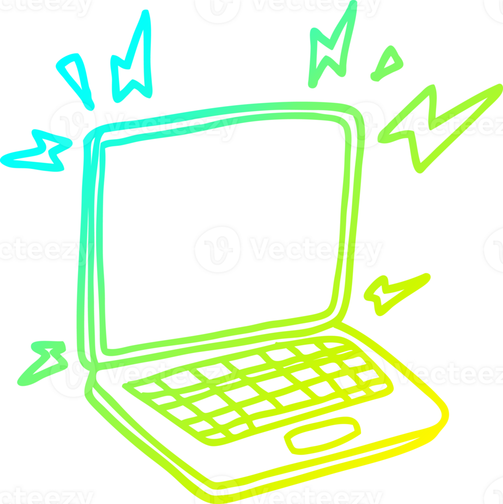 cold gradient line drawing of a cartoon laptop computer png