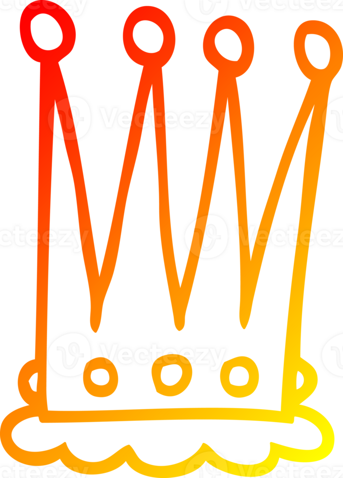 warm gradient line drawing of a cartoon crown png