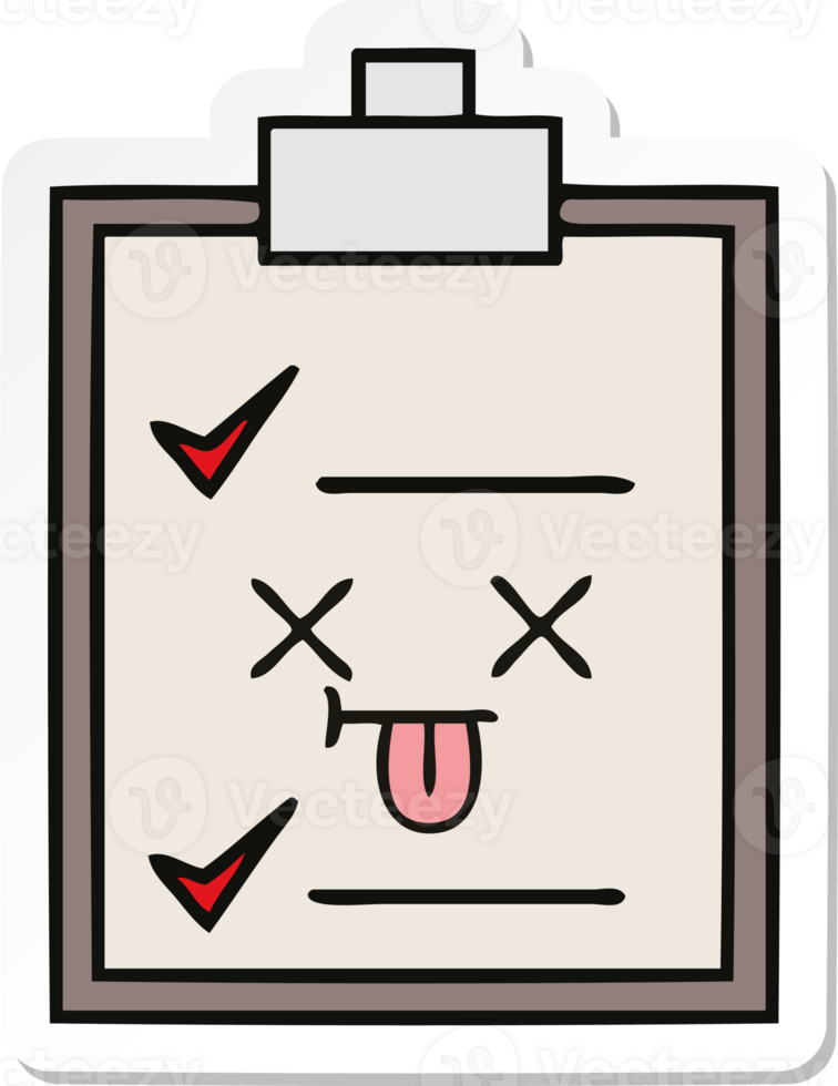 sticker of a cute cartoon check list png