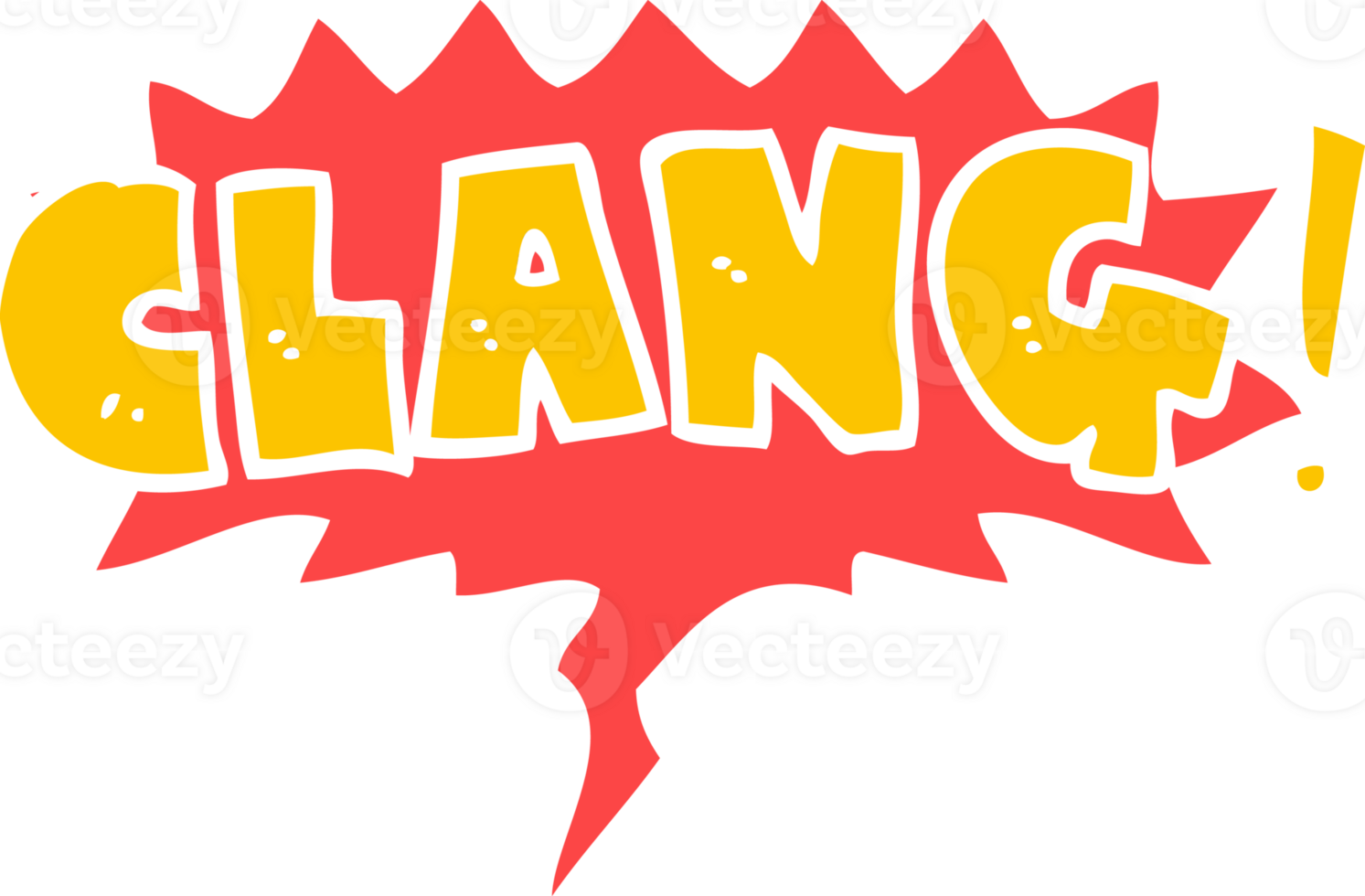 cartoon word clang with speech bubble in retro style png
