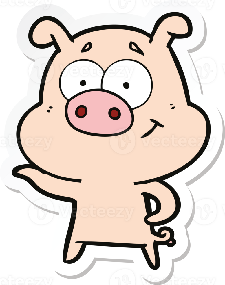 sticker of a cartoon pig pointing png