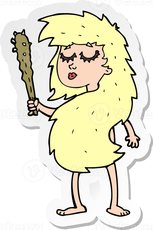 sticker of a cartoon cave woman png