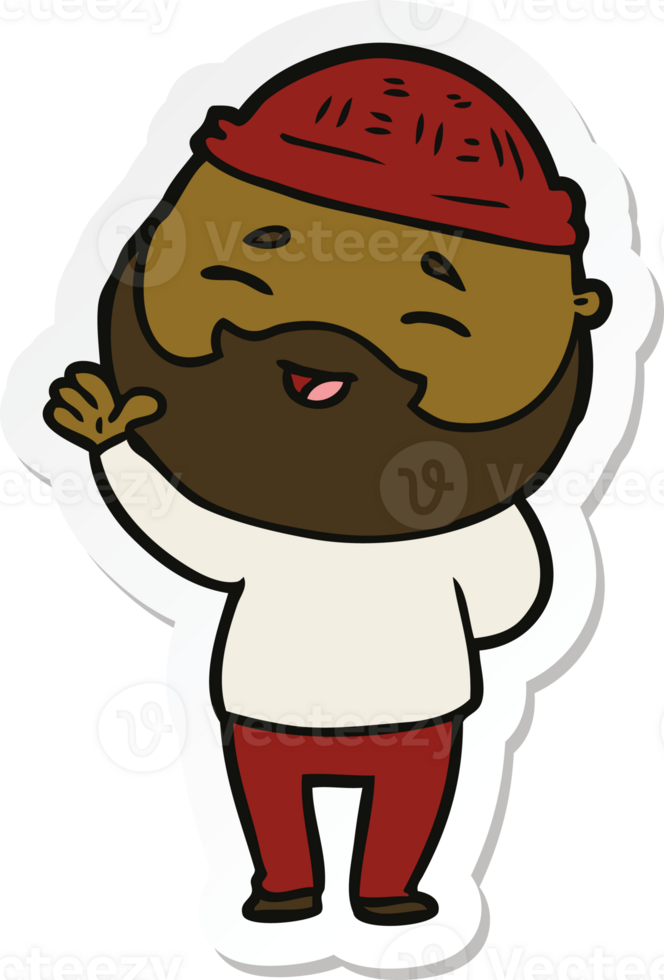 sticker of a cartoon happy bearded man png