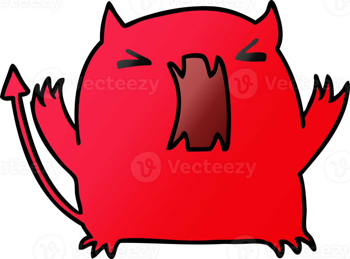 gradient cartoon illustration of a cute kawaii devil png