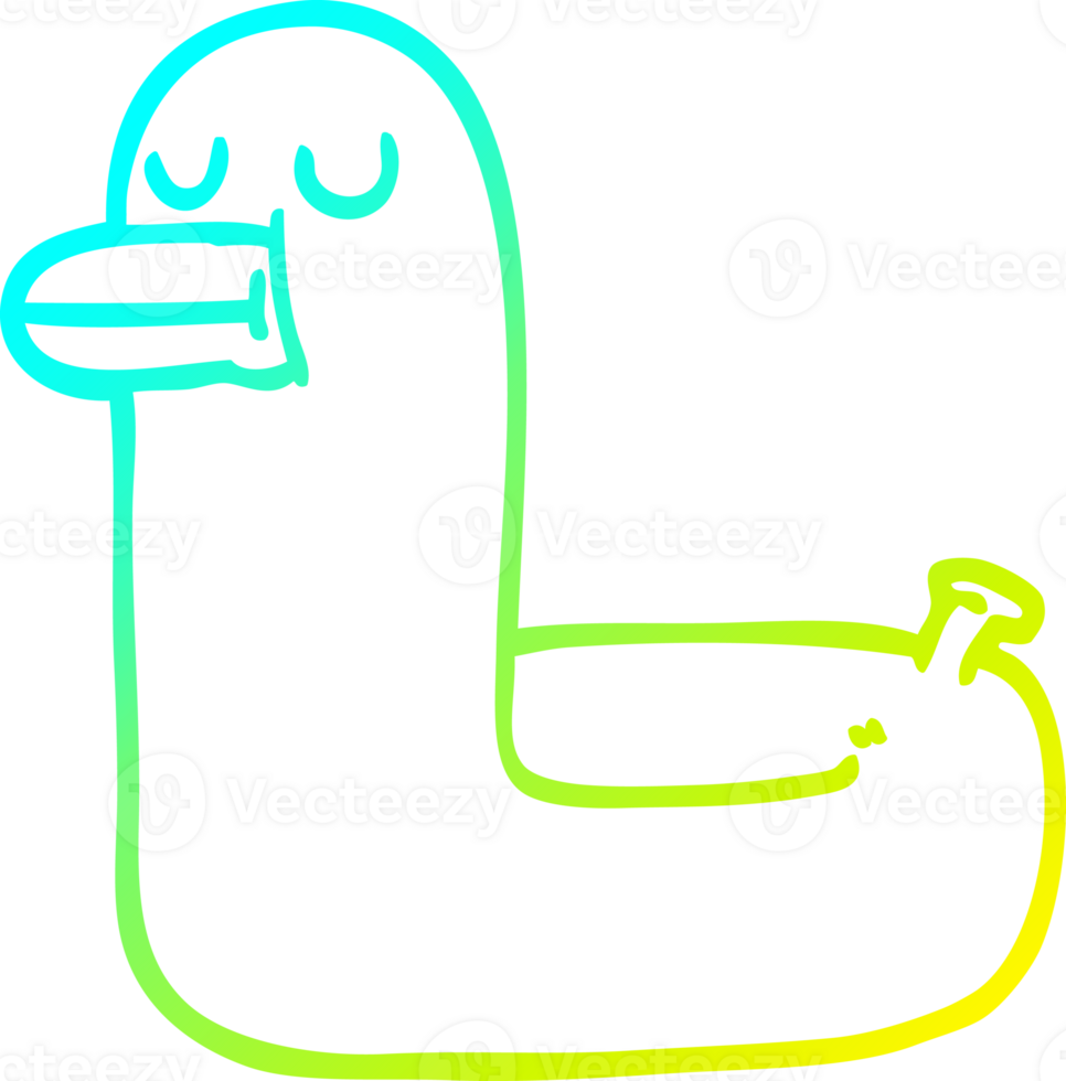 cold gradient line drawing of a cartoon yellow ring duck png