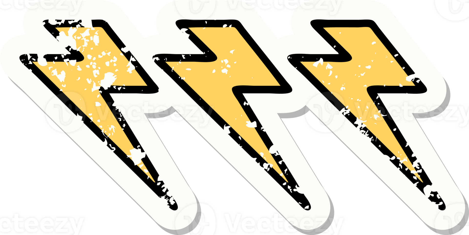 distressed sticker tattoo in traditional style of lighting bolts png