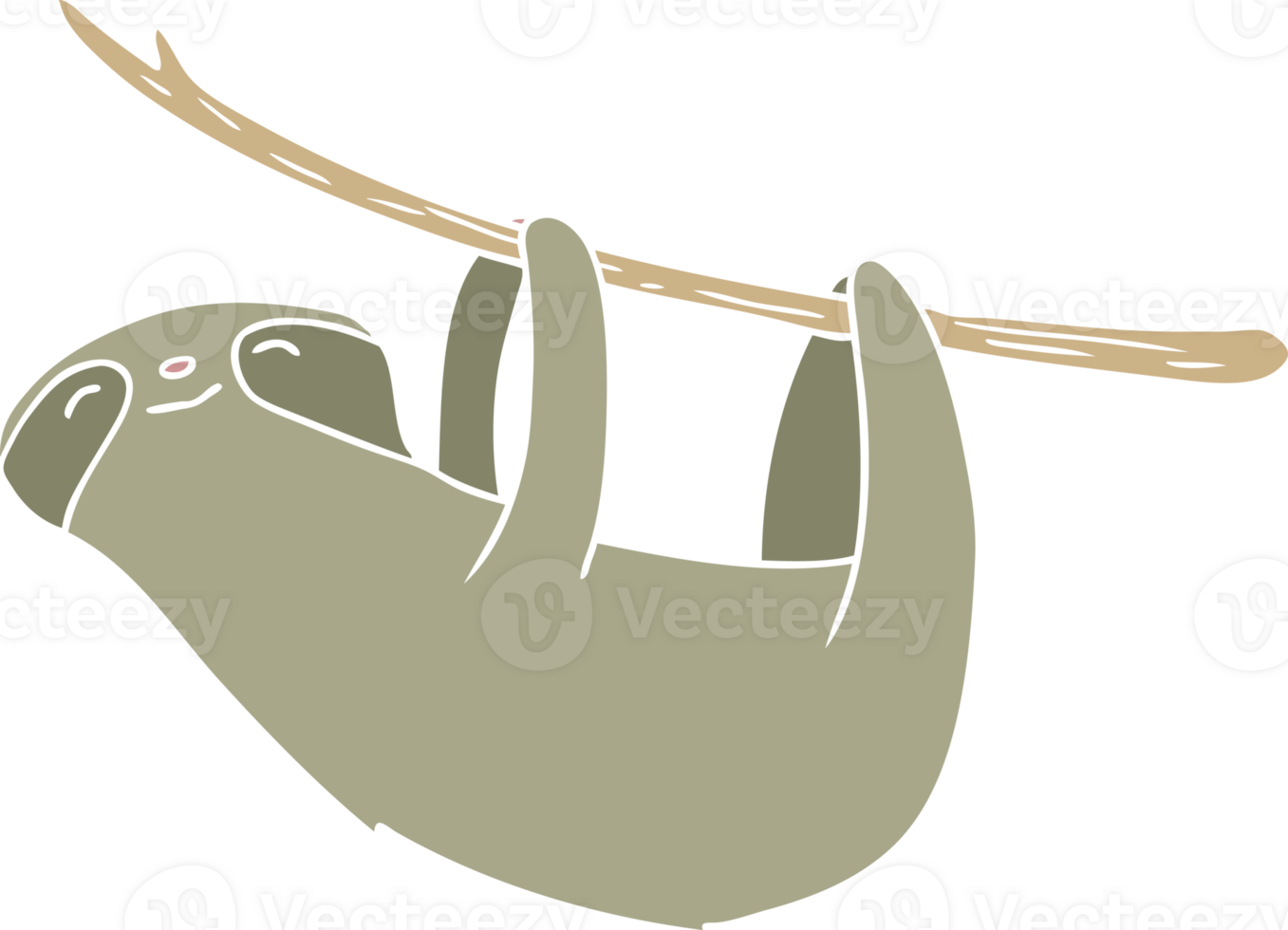 flat color style cartoon sloth png