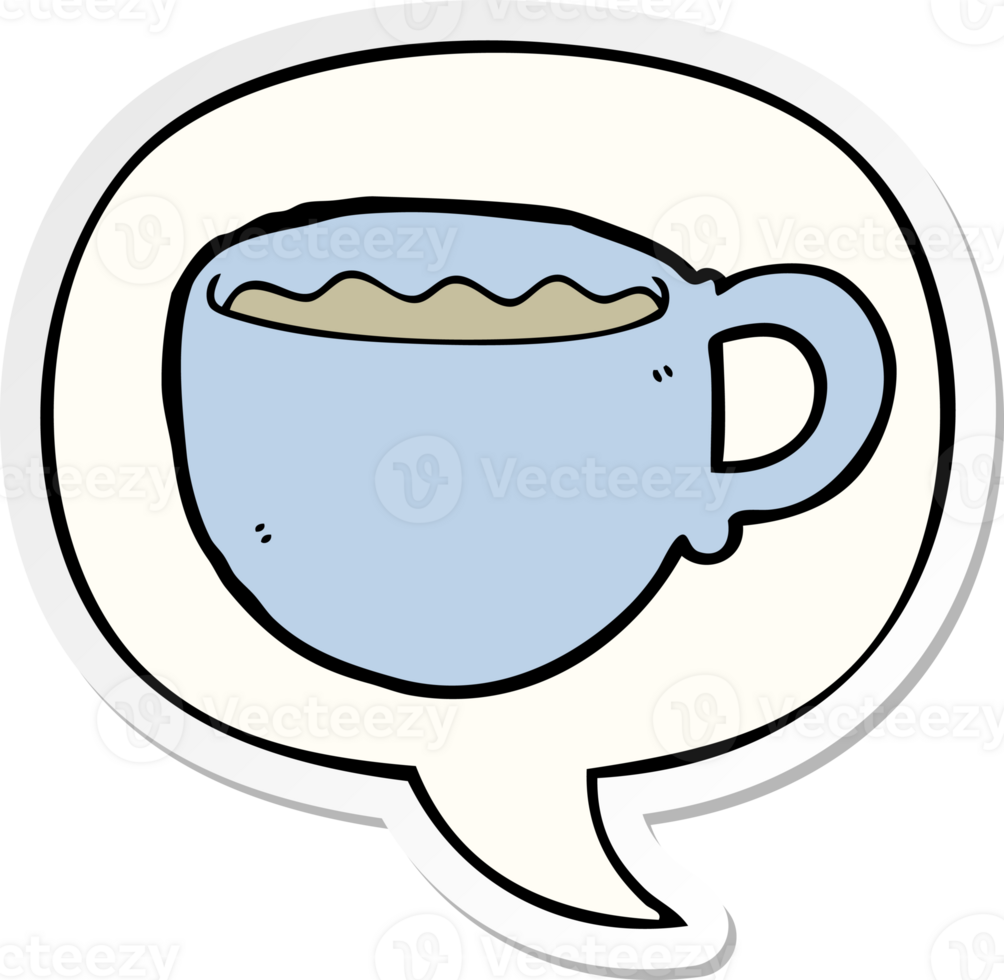 cartoon coffee cup with speech bubble sticker png