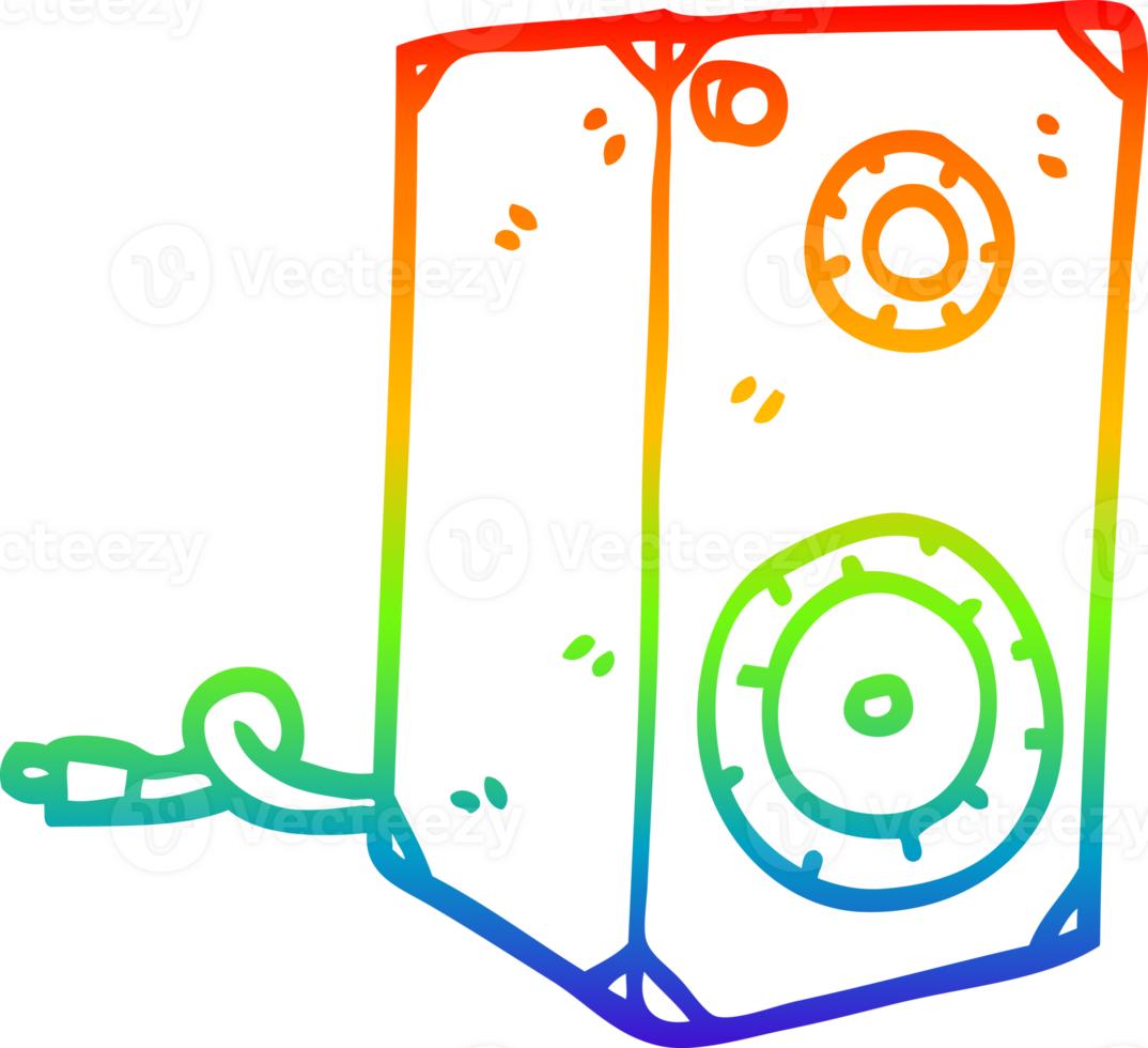 rainbow gradient line drawing of a cartoon retro speaker png