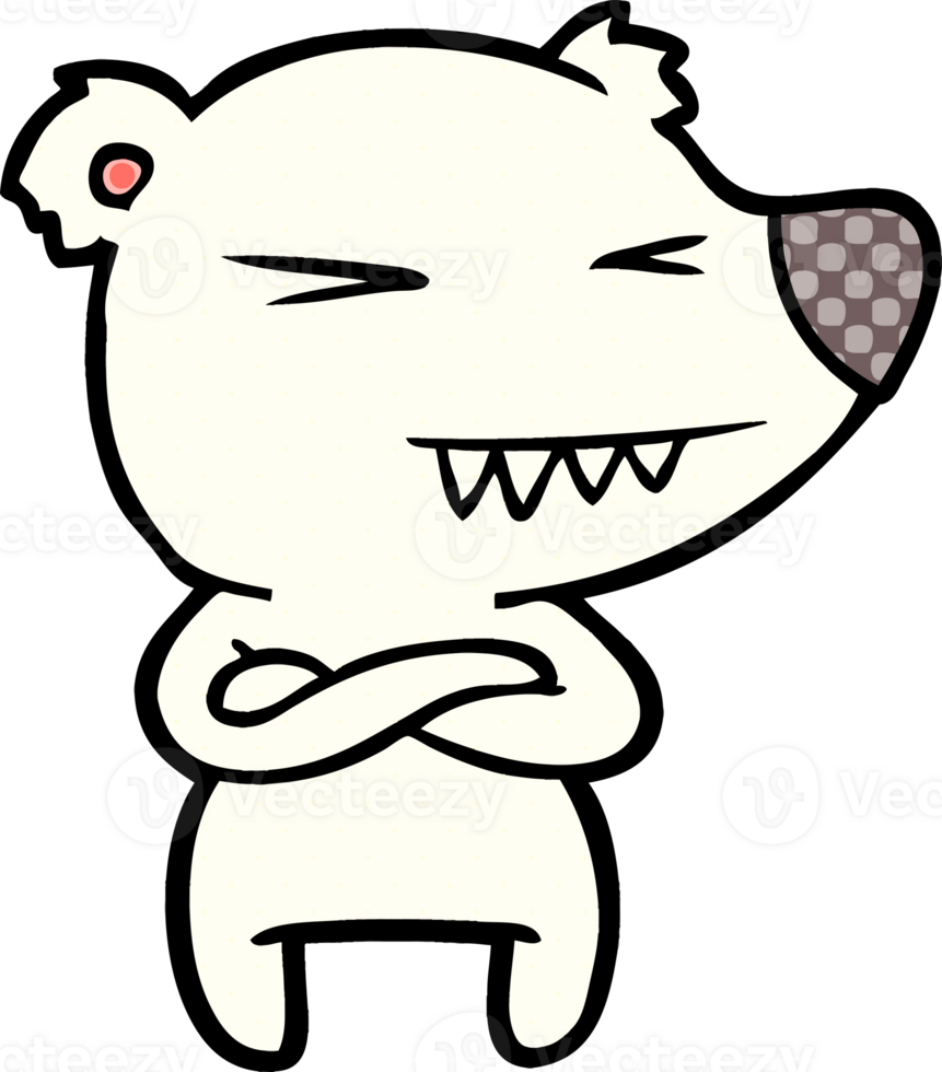 angry polar bear cartoon with folded arms png