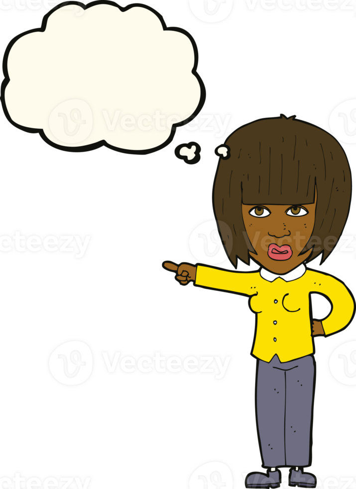 cartoon pointing annoyed woman with thought bubble png