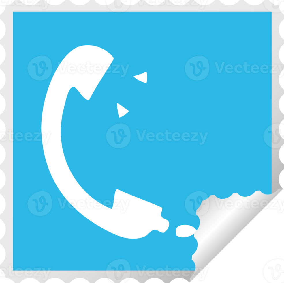 square peeling sticker cartoon of a telephone receiver png