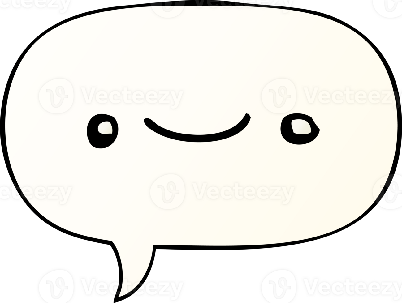 happy cartoon face with speech bubble in smooth gradient style png