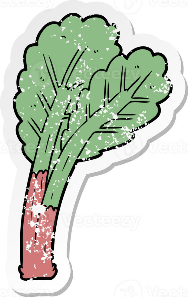 distressed sticker of a cartoon rhubarb png