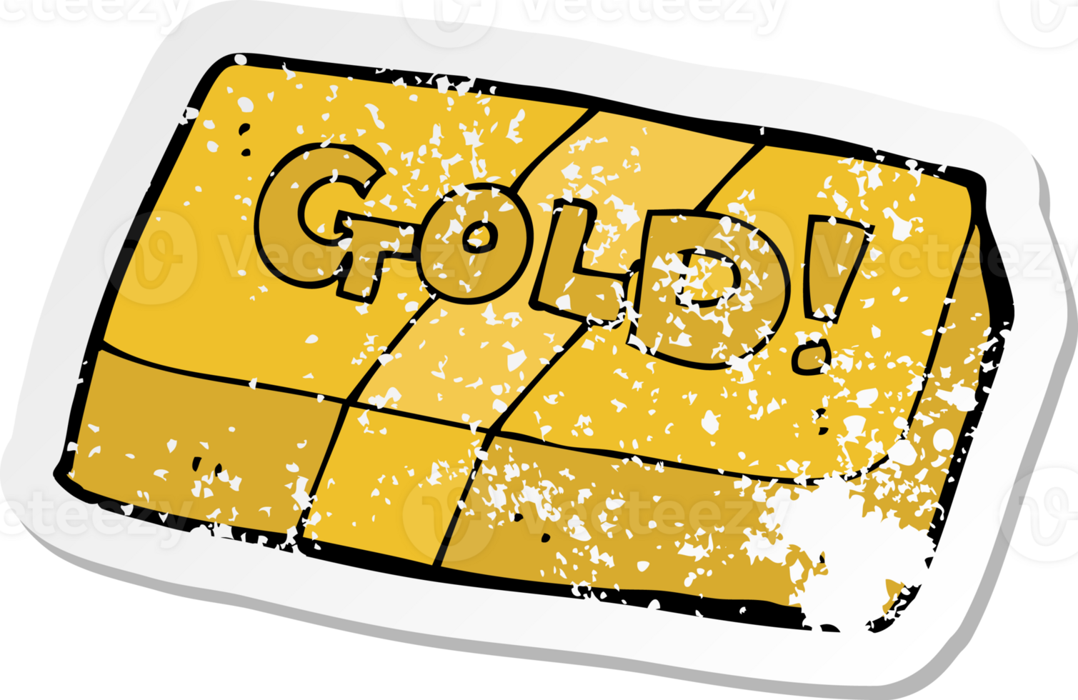 retro distressed sticker of a cartoon bar of gold png