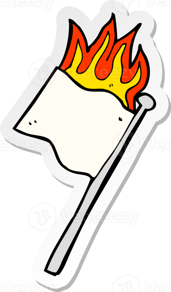 sticker of a cartoon burning white flag png