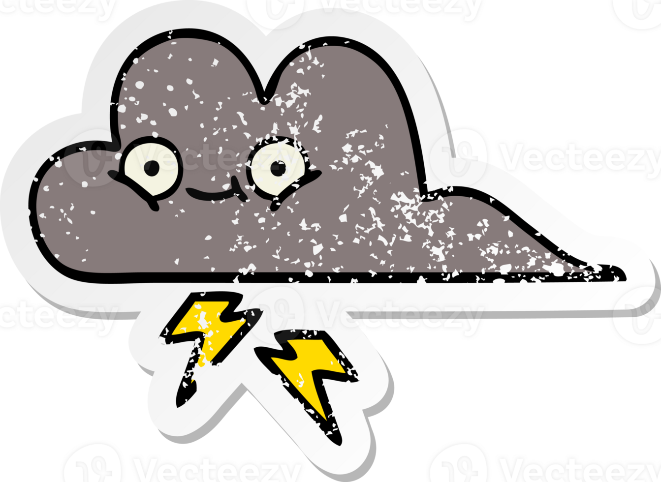 distressed sticker of a cute cartoon storm cloud png