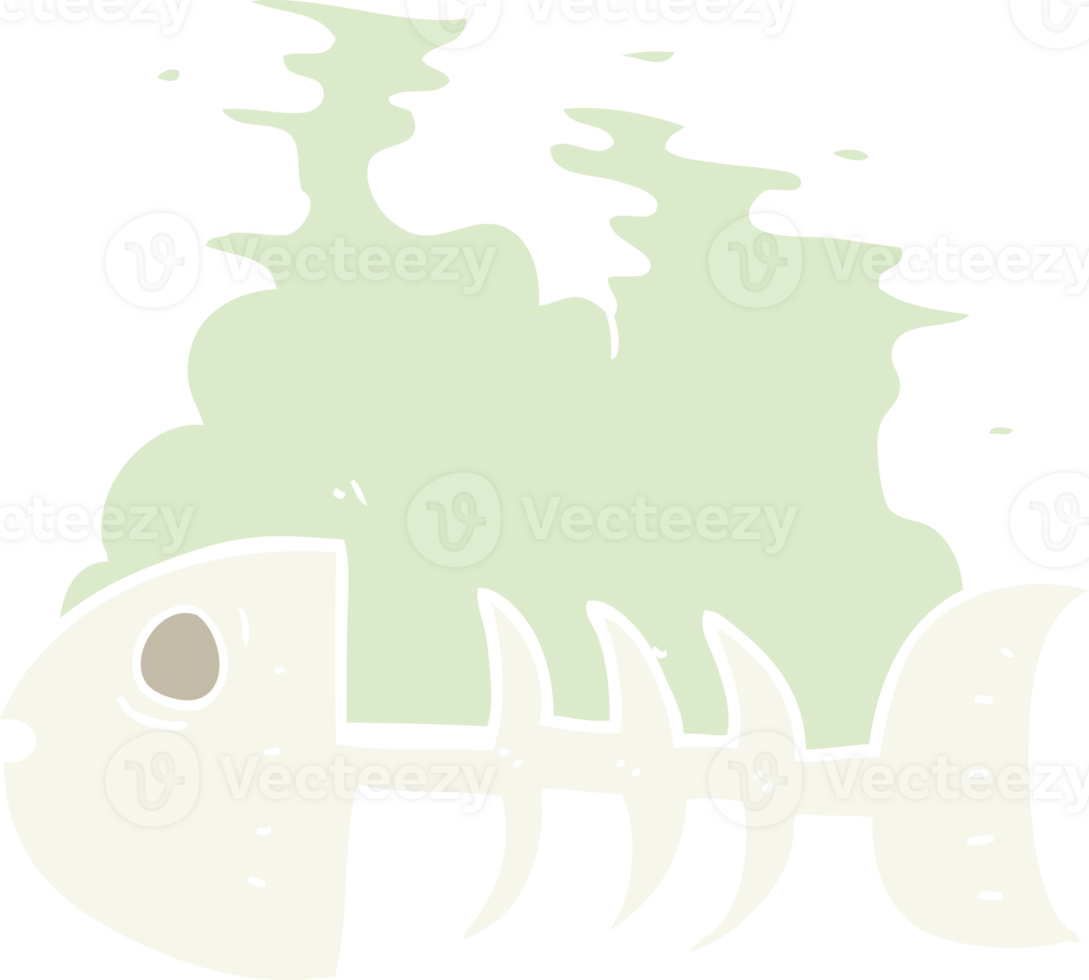 flat color illustration of fish bones png