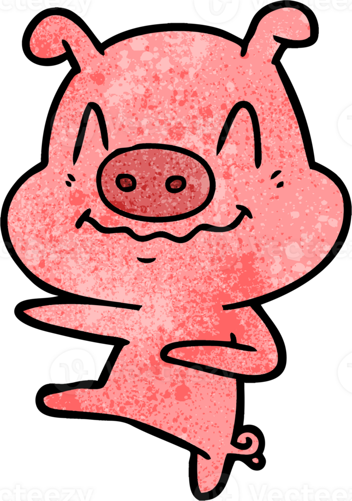 nervous cartoon pig dancing png