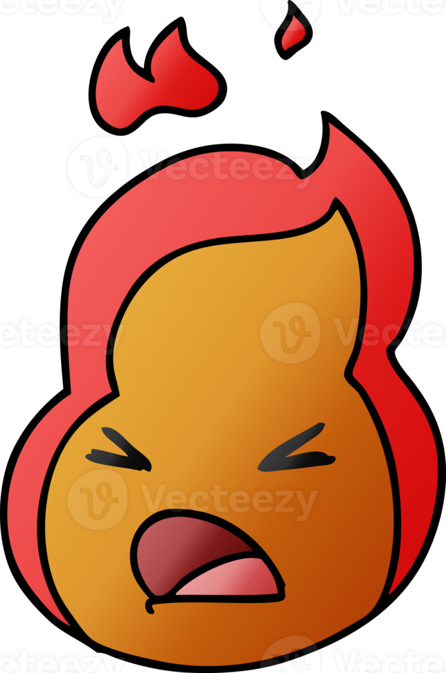 gradient cartoon illustration kawaii cute fire flame png