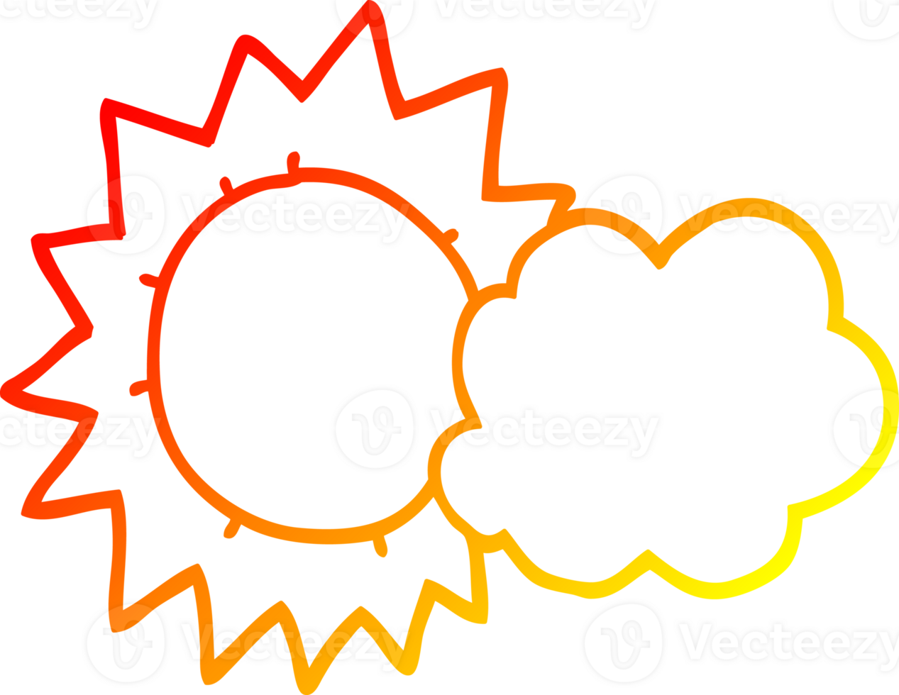 warm gradient line drawing of a cartoon weather png