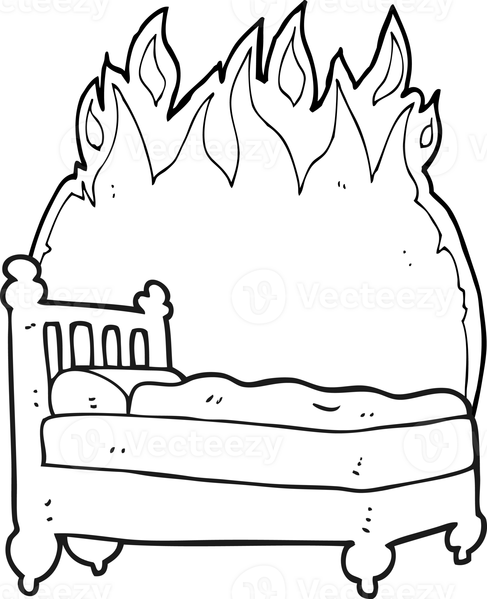 hand drawn black and white cartoon beds are burning 44972556 PNG