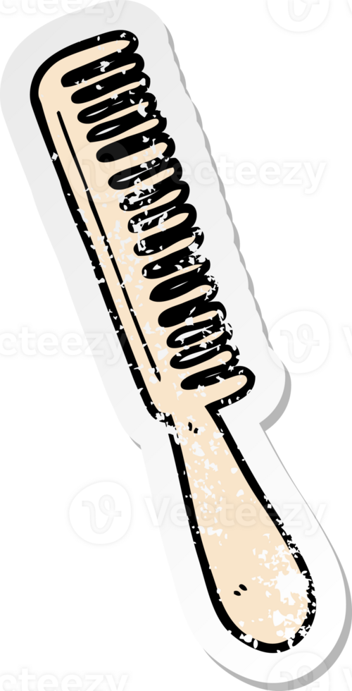 distressed sticker of a cartoon comb png