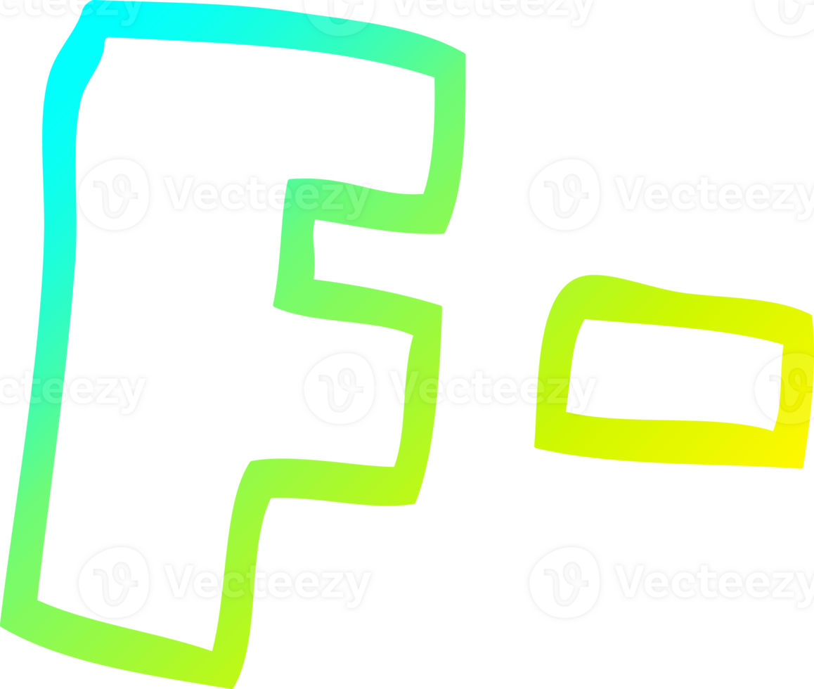 cold gradient line drawing of a cartoon letter grades png