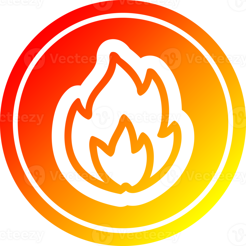 simple flame circular icon with warm gradient finish png