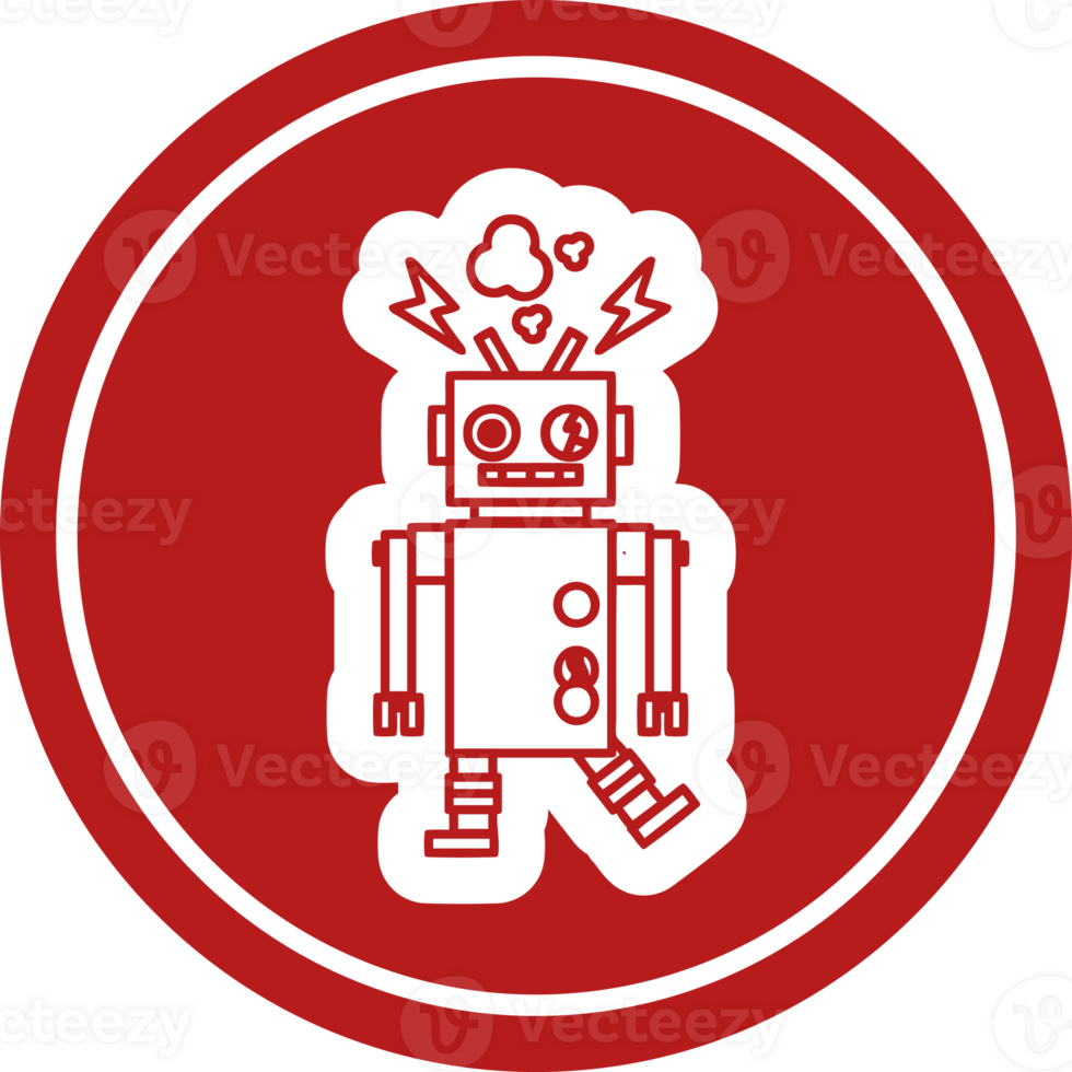 malfunctioning robot circular icon symbol 44972722 PNG