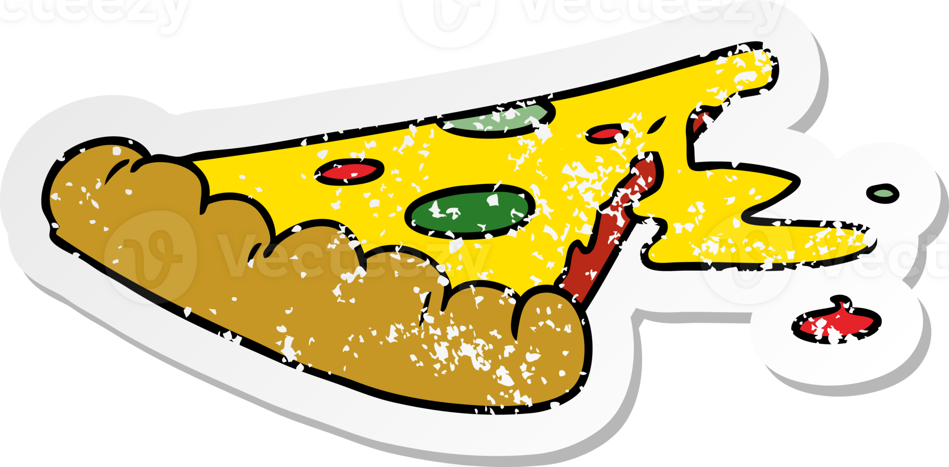 hand drawn distressed sticker cartoon doodle of a slice of pizza png