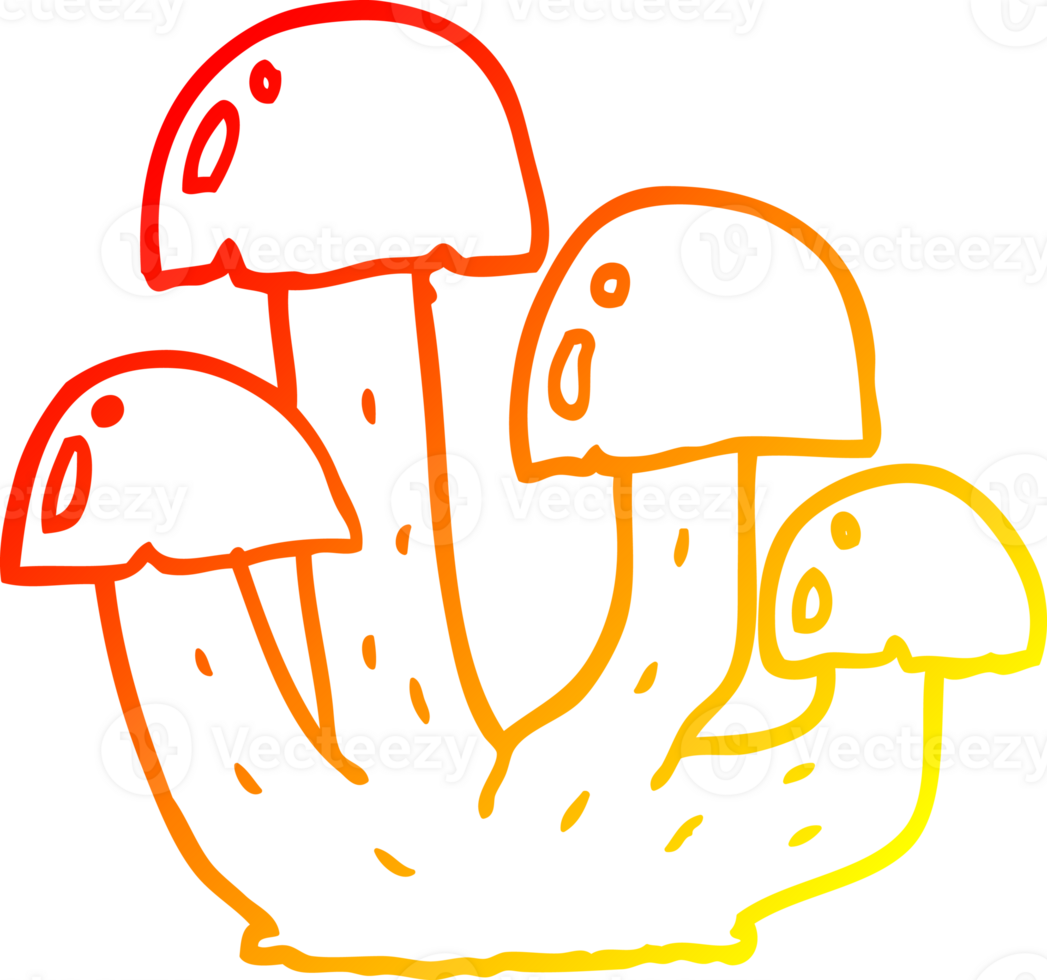 warm gradient line drawing cartoon mushroom png