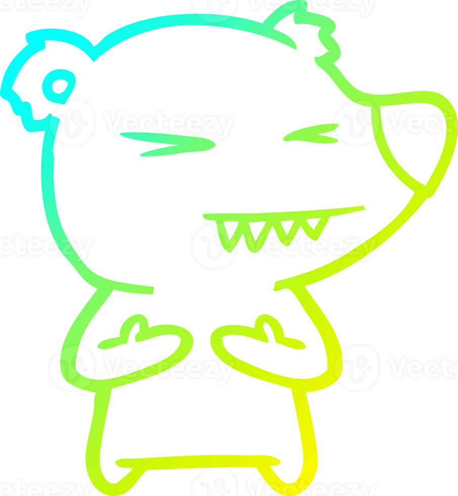 cold gradient line drawing angry bear cartoon png