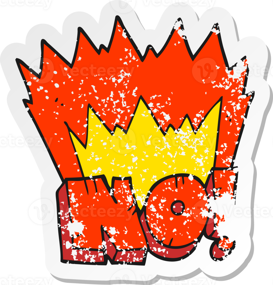 retro distressed sticker of a cartoon NO shout png