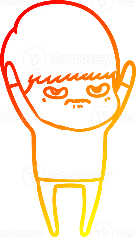 warm gradient line drawing angry cartoon boy png