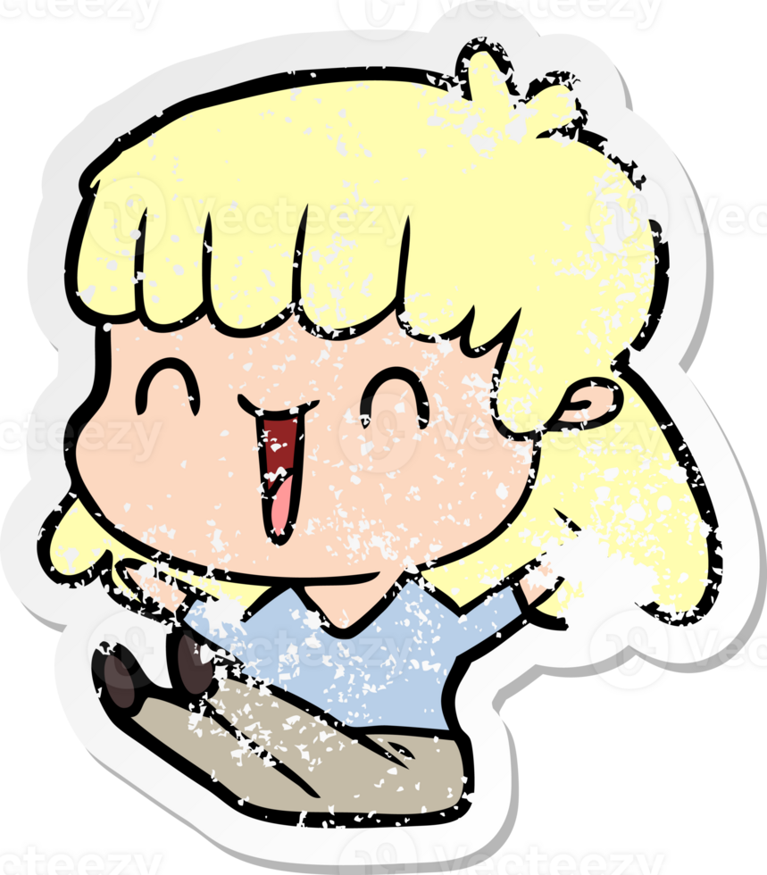 distressed sticker of a cartoon woman png