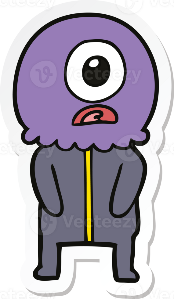 sticker of a cartoon cyclops alien spaceman png