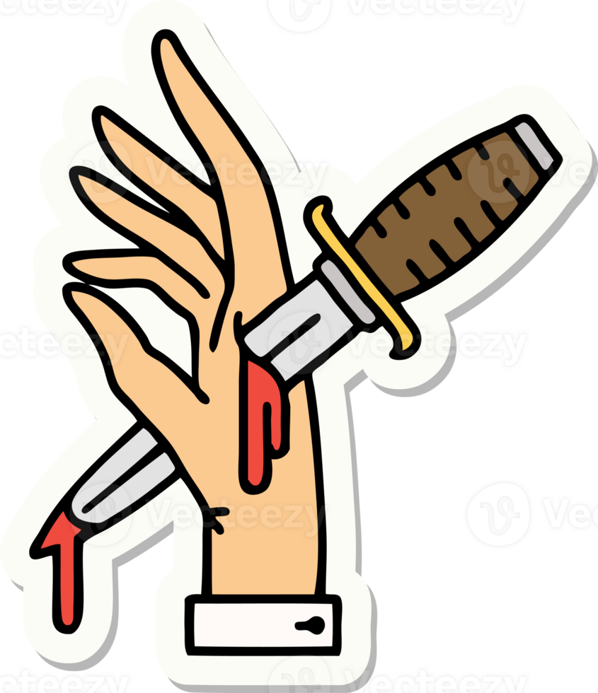tattoo style sticker of a dagger in the hand png