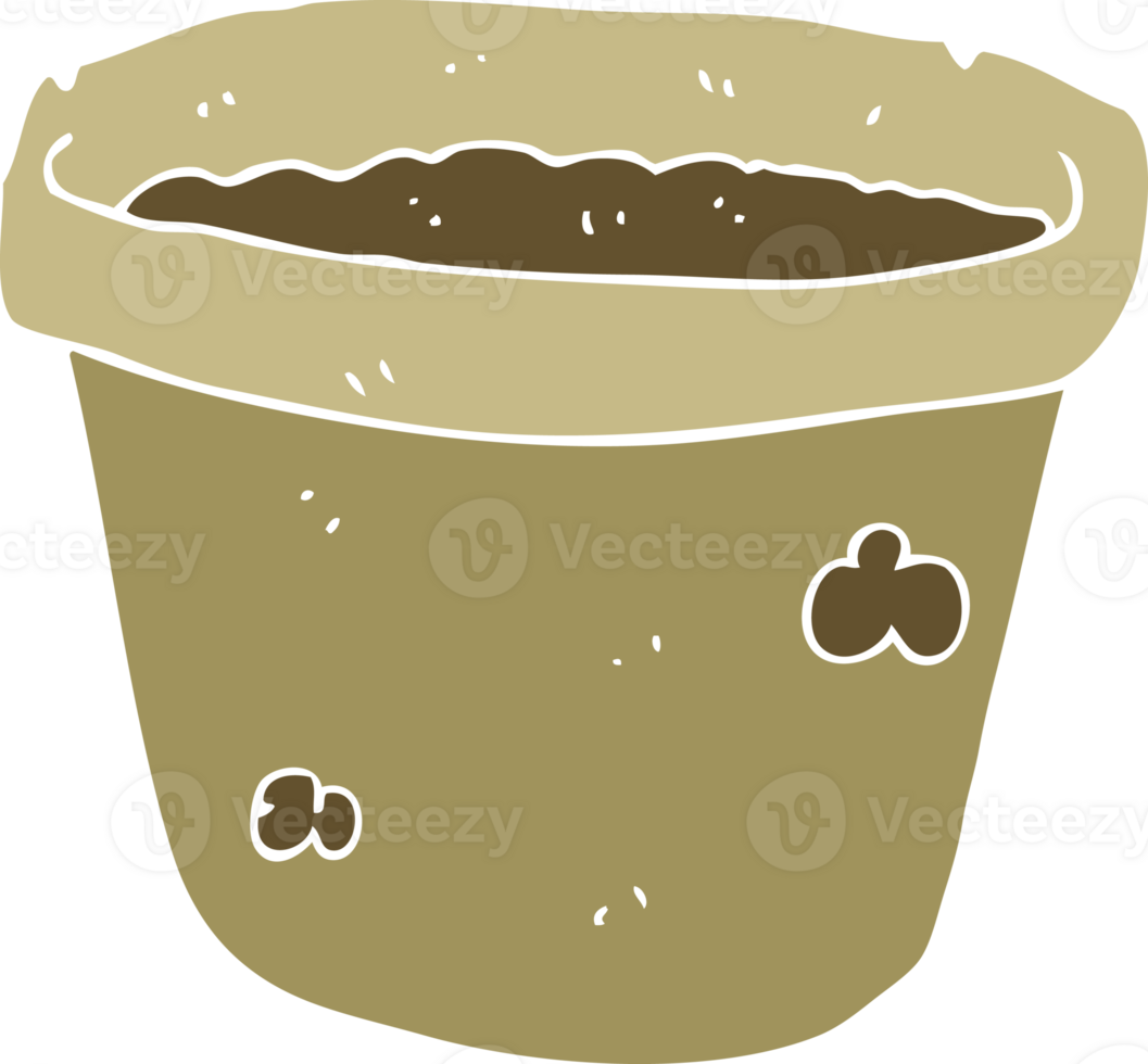 flat color illustration of a cartoon pot of earth png