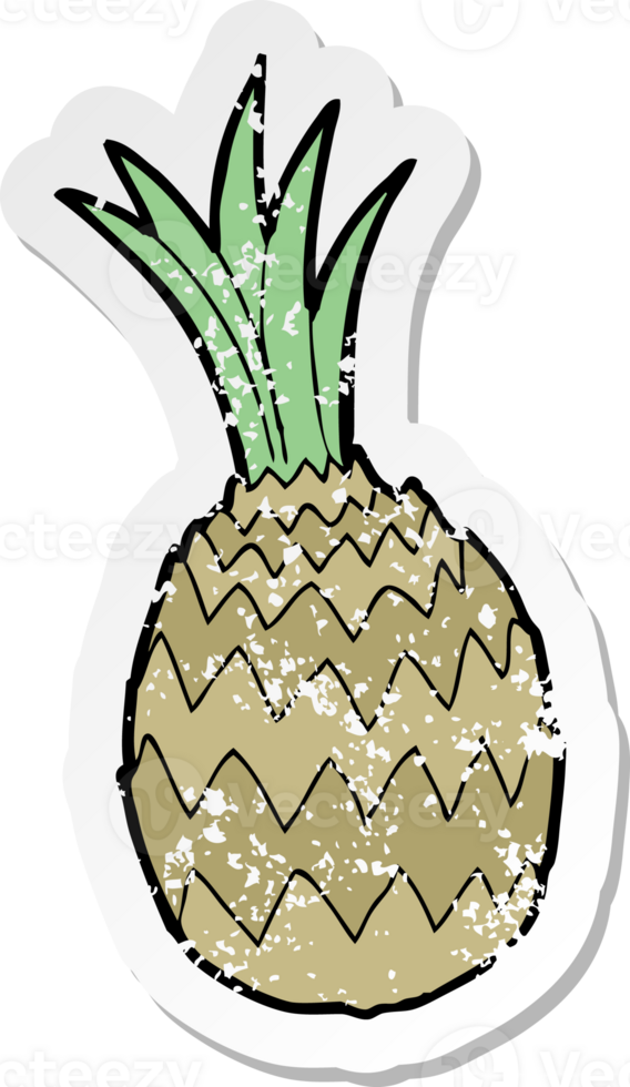retro distressed sticker of a cartoon pineapple png