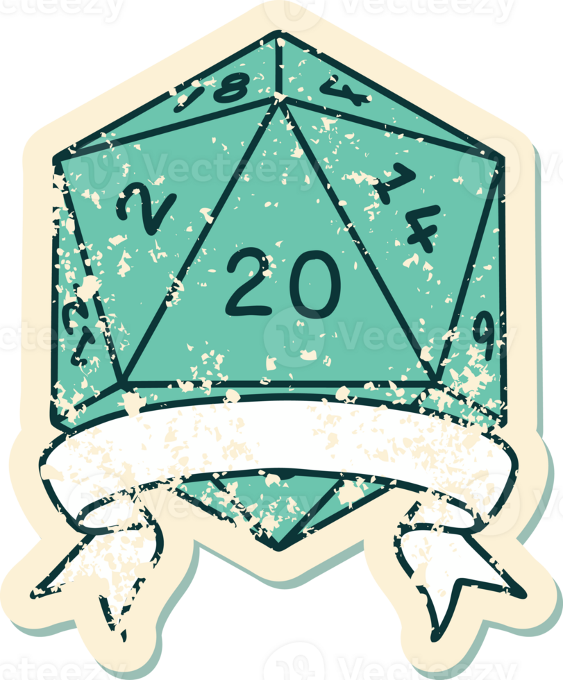natural 20 critical hit D20 dice roll illustration png