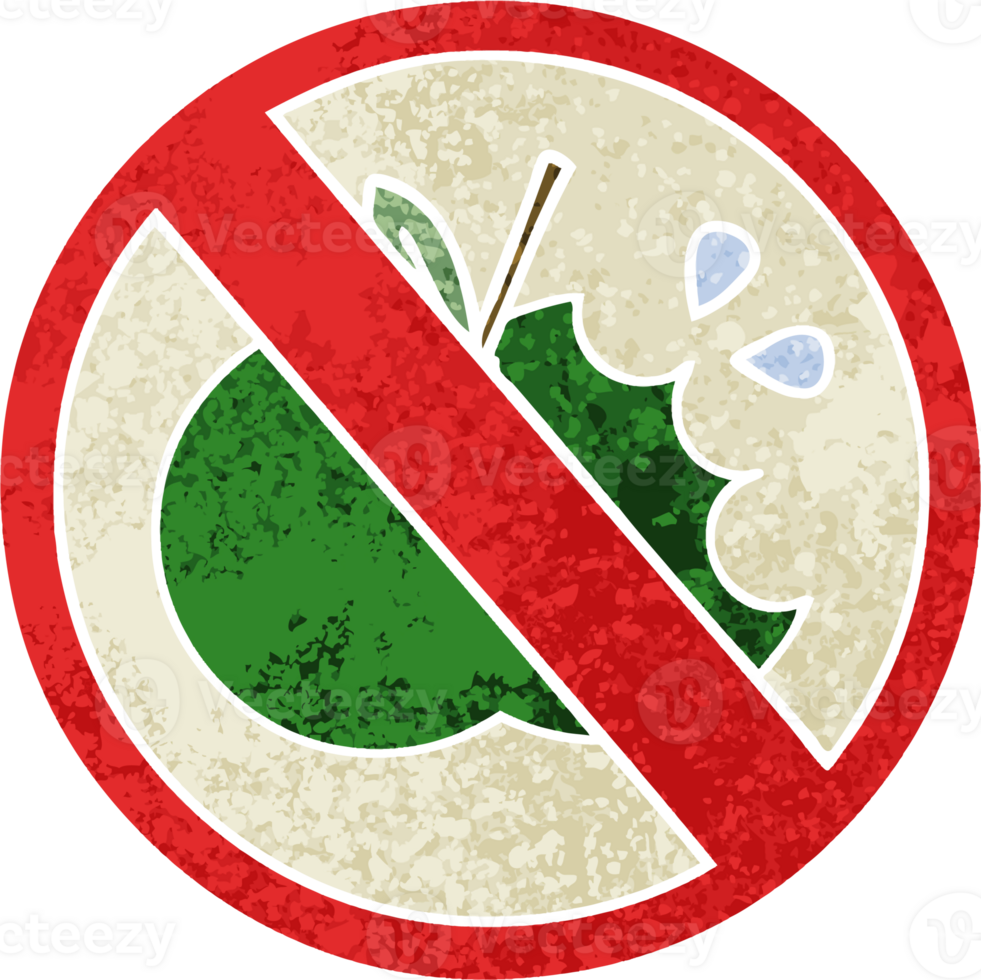 retro illustration style cartoon no healthy food allowed sign png