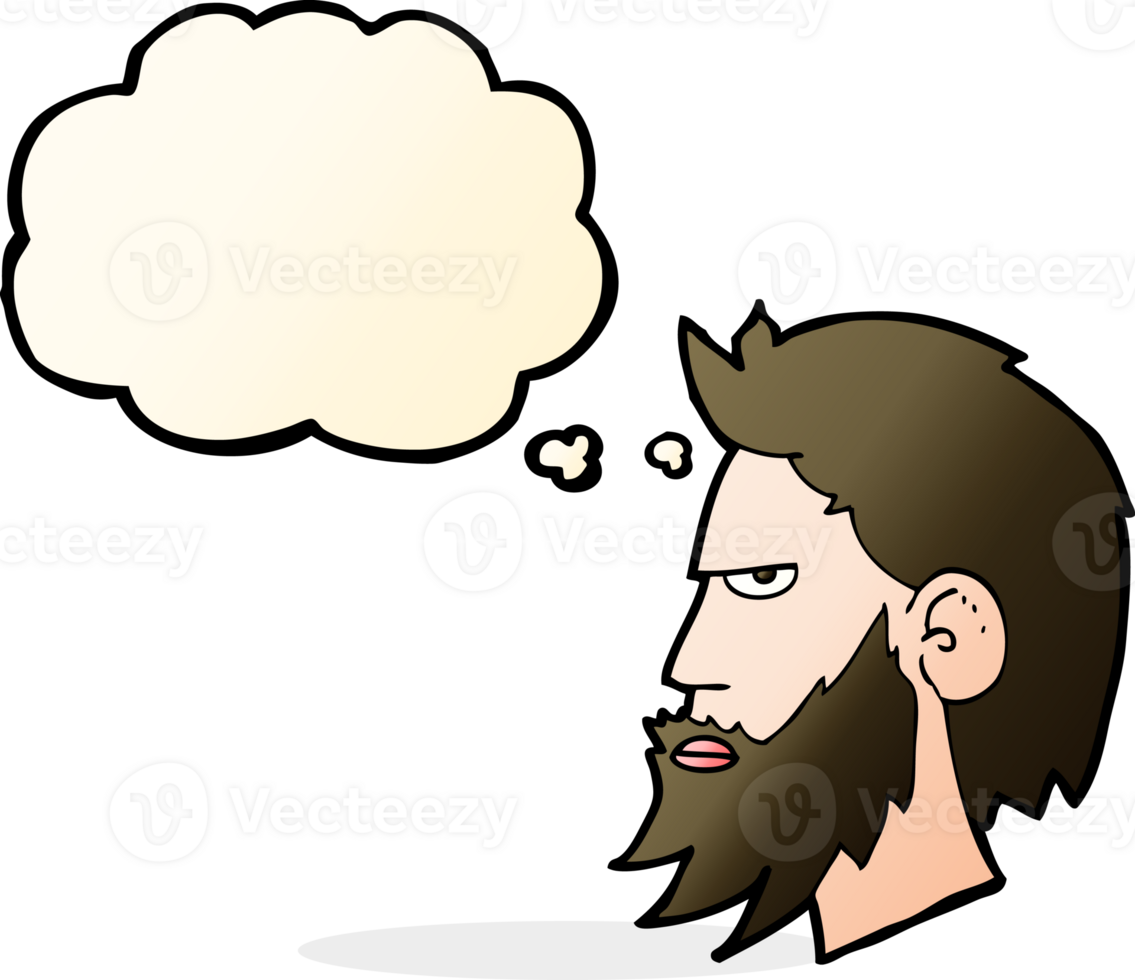 cartoon man with beard with thought bubble png