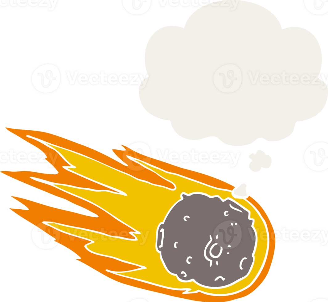 cartoon comet and thought bubble in retro style png