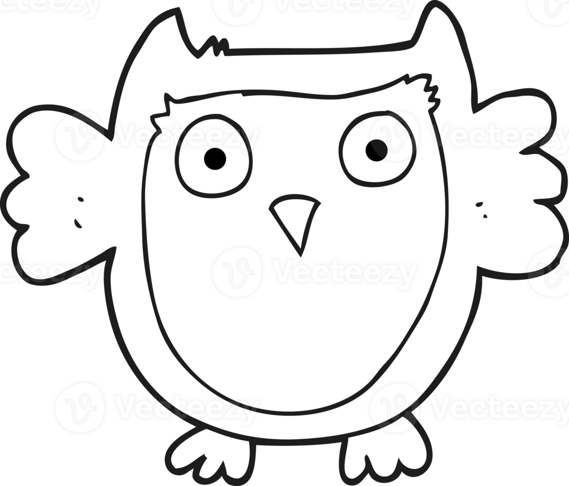 black and white cartoon owl png