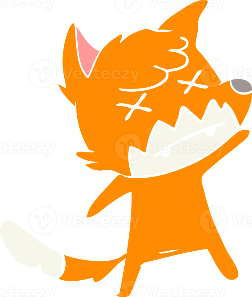 flat color style cartoon cross eyed fox png